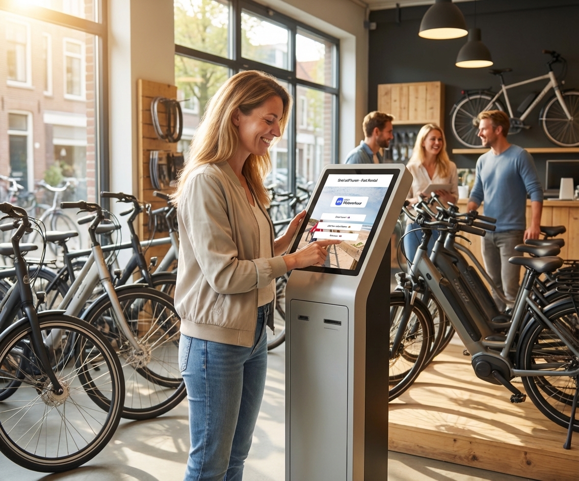 Fietsverhuur kiosk bij balie